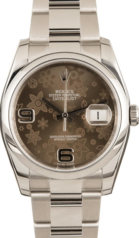 ROLEX Datejust 116200 36 mm Brown Flowers | BBA-WATCH.COM