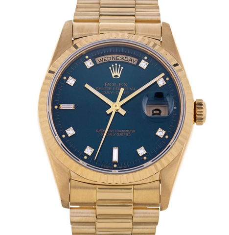 ROLEX Day-Date 36 mm 18238 18K Yellow Gold Blue Dial | BBA-WATCH.COM