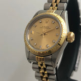 ROLEX Lady Oyster Perpetual 26 mm Champagne Dial 67243 Diamond Dial Full-Set