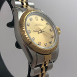 ROLEX Lady Oyster Perpetual 26 mm Champagne Dial 67243 Diamond Dial Full-Set