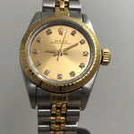 ROLEX Lady Oyster Perpetual 26 mm Champagne Dial 67243 Diamond Dial Full-Set